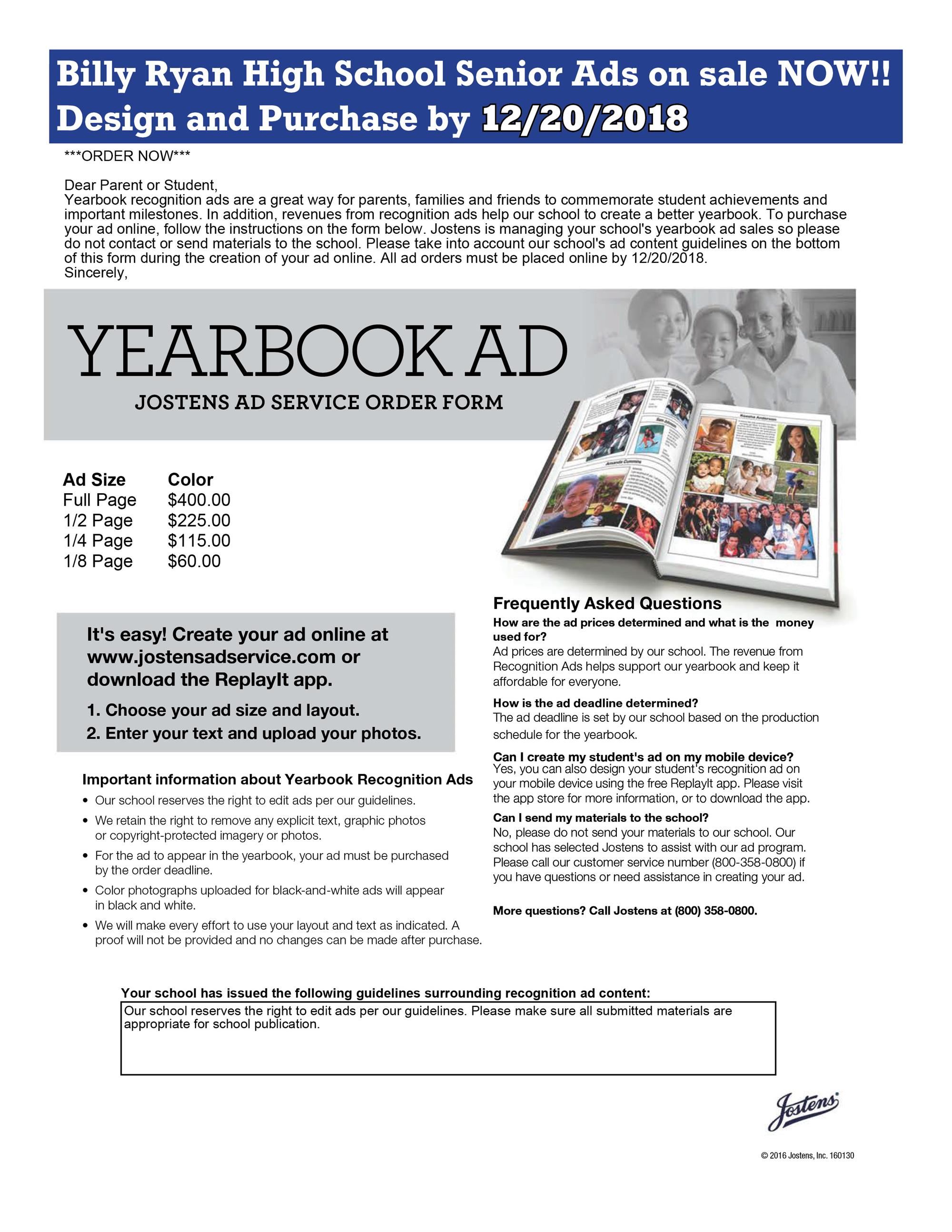 Ad sizes and prices 