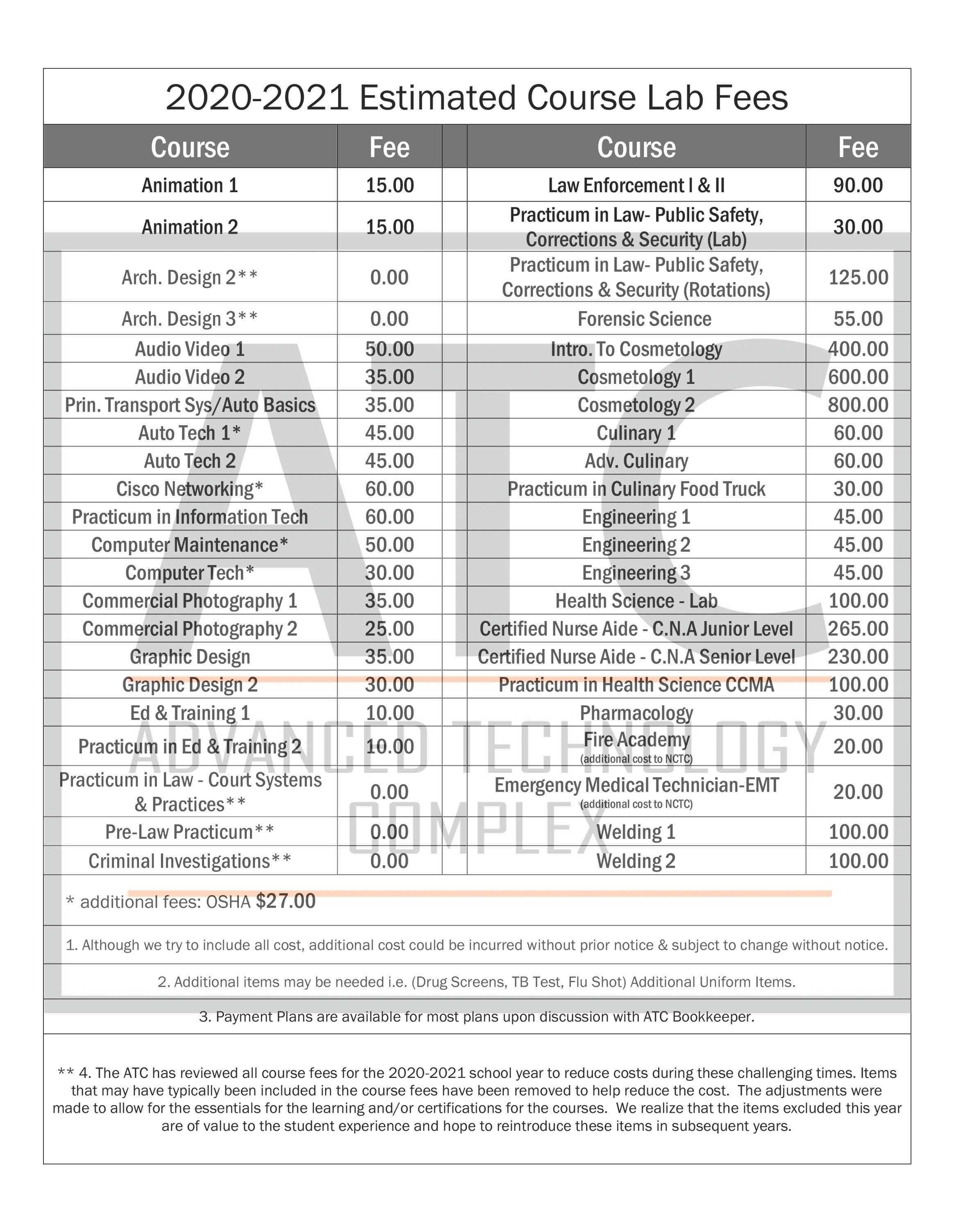 denton isd 2021 2022 calendar Atc Course Fees 2020 2021 Atc Course Fees denton isd 2021 2022 calendar