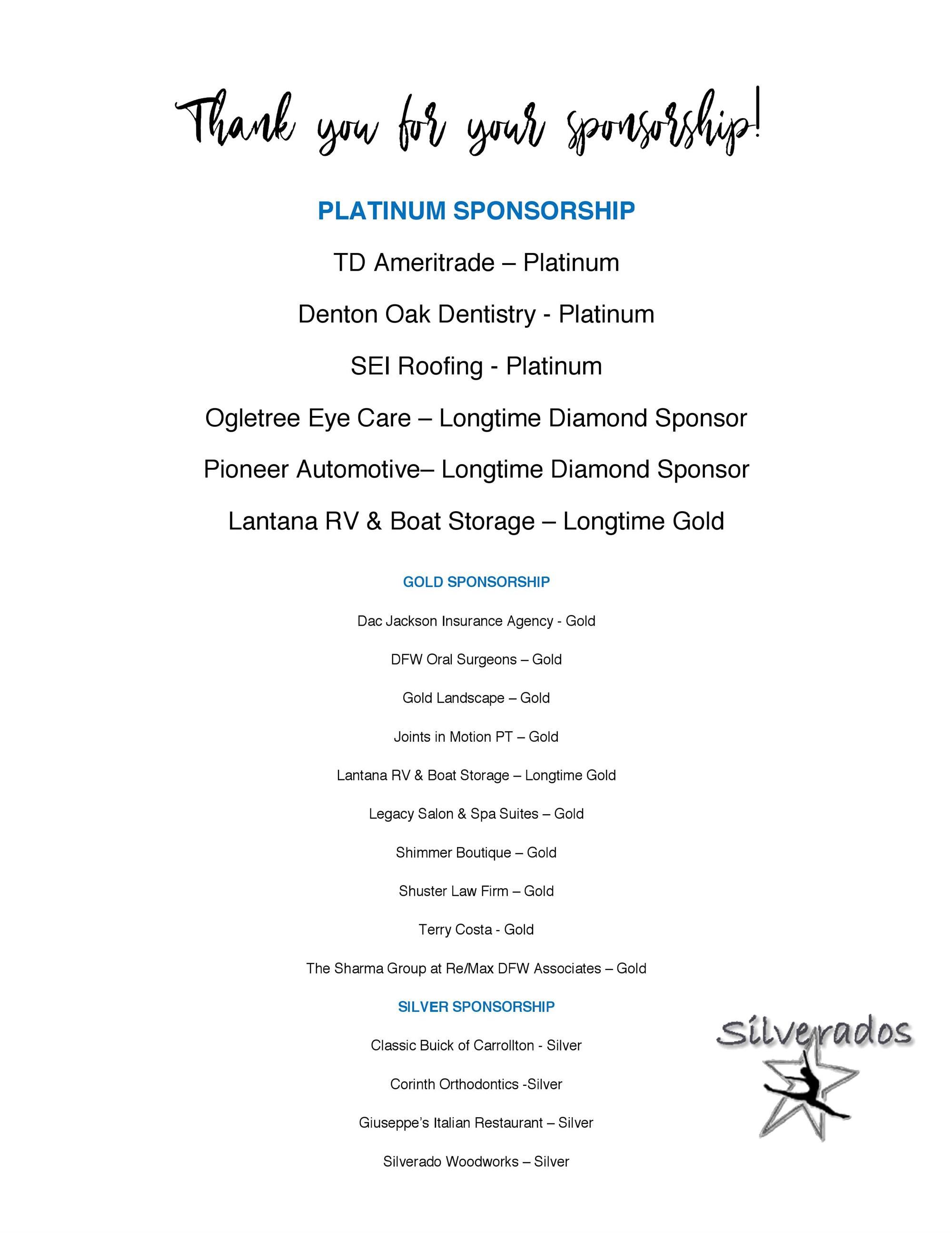 Silvo Sponsors  