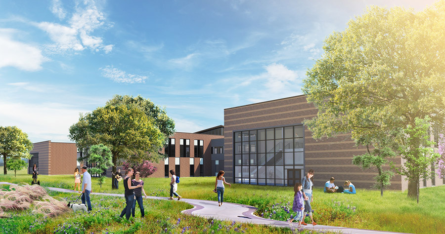 A view of the classroom wings of Braswell High School 